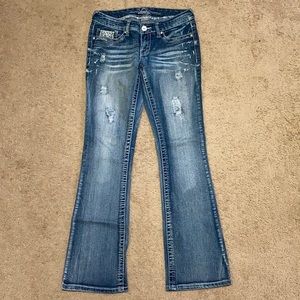 Vanity Jeans, size 27W/33L, distressed, low rise boot cut